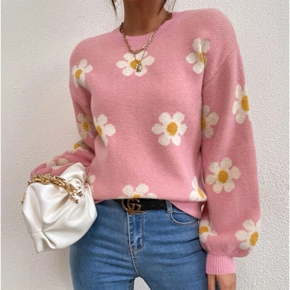 New  Daisy pink floral pattern sweater - Picture 2 of 7